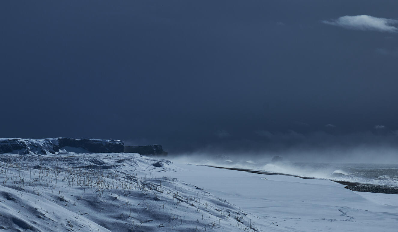 Snowy Black Sand Beach (Iceland)